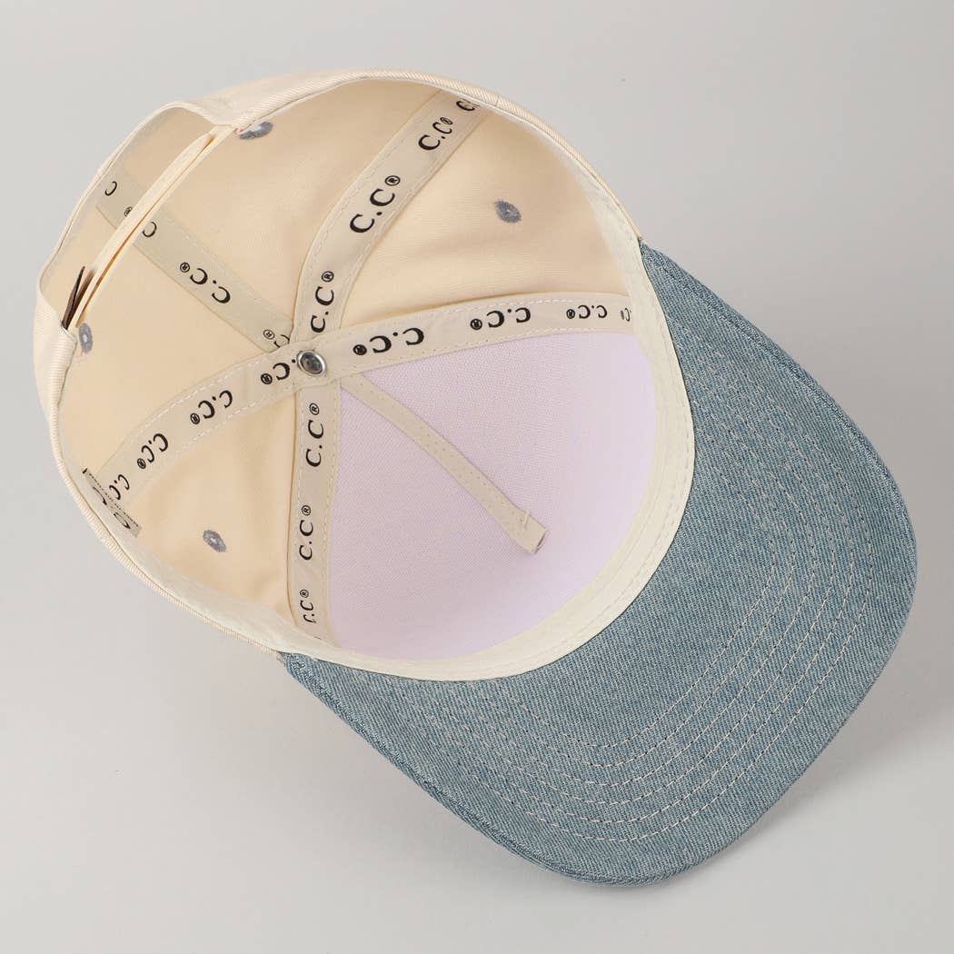 Kids Plain Two Tone Canvas Cotton Baseball Cap : Black / ONE SIZE