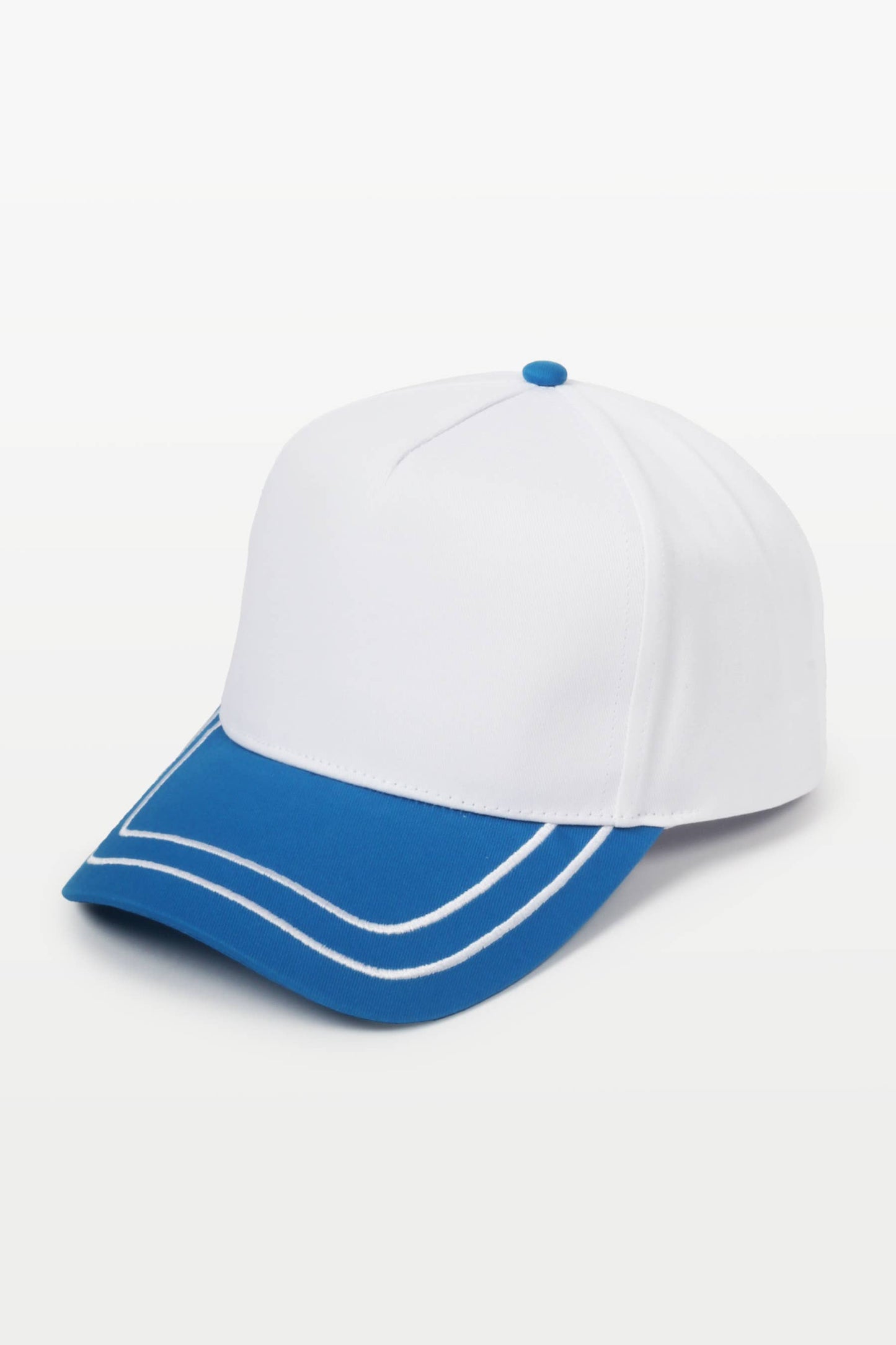 Retro Stripe Brim Two Tone 5-Panel Cap: Blue