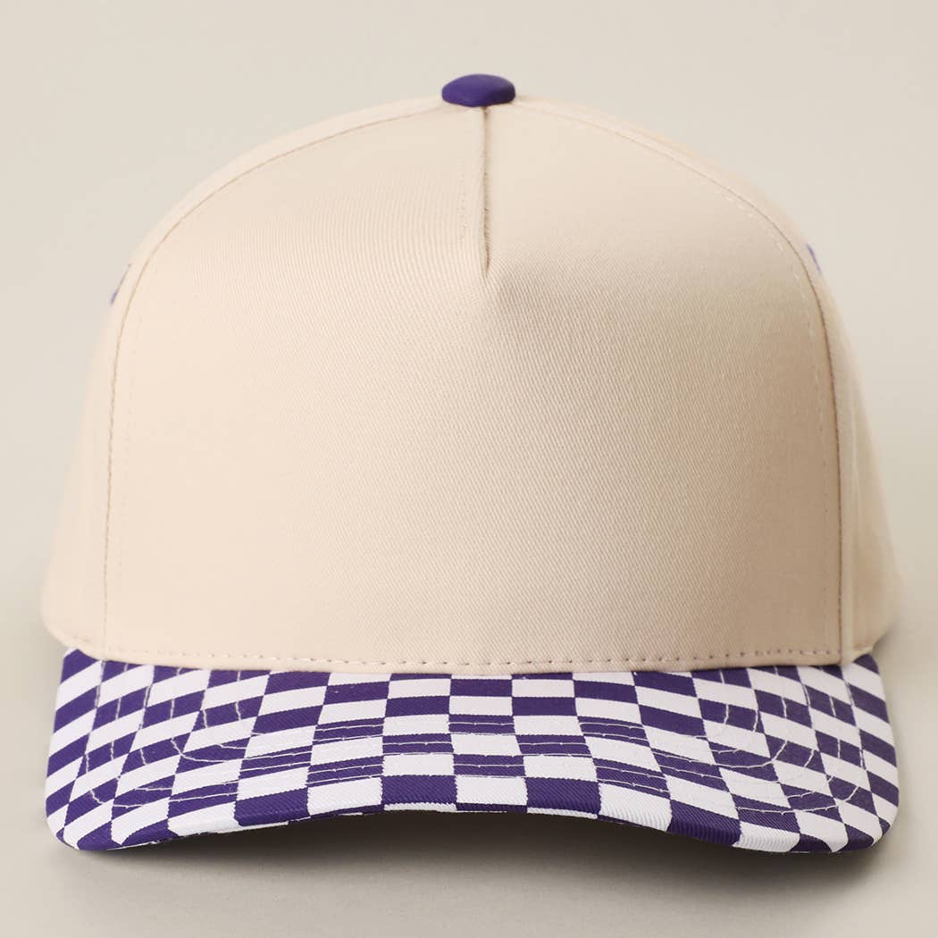 CHECKERBOARD Brim Two-Tone Trucker Hat: BLK / ONE SIZE