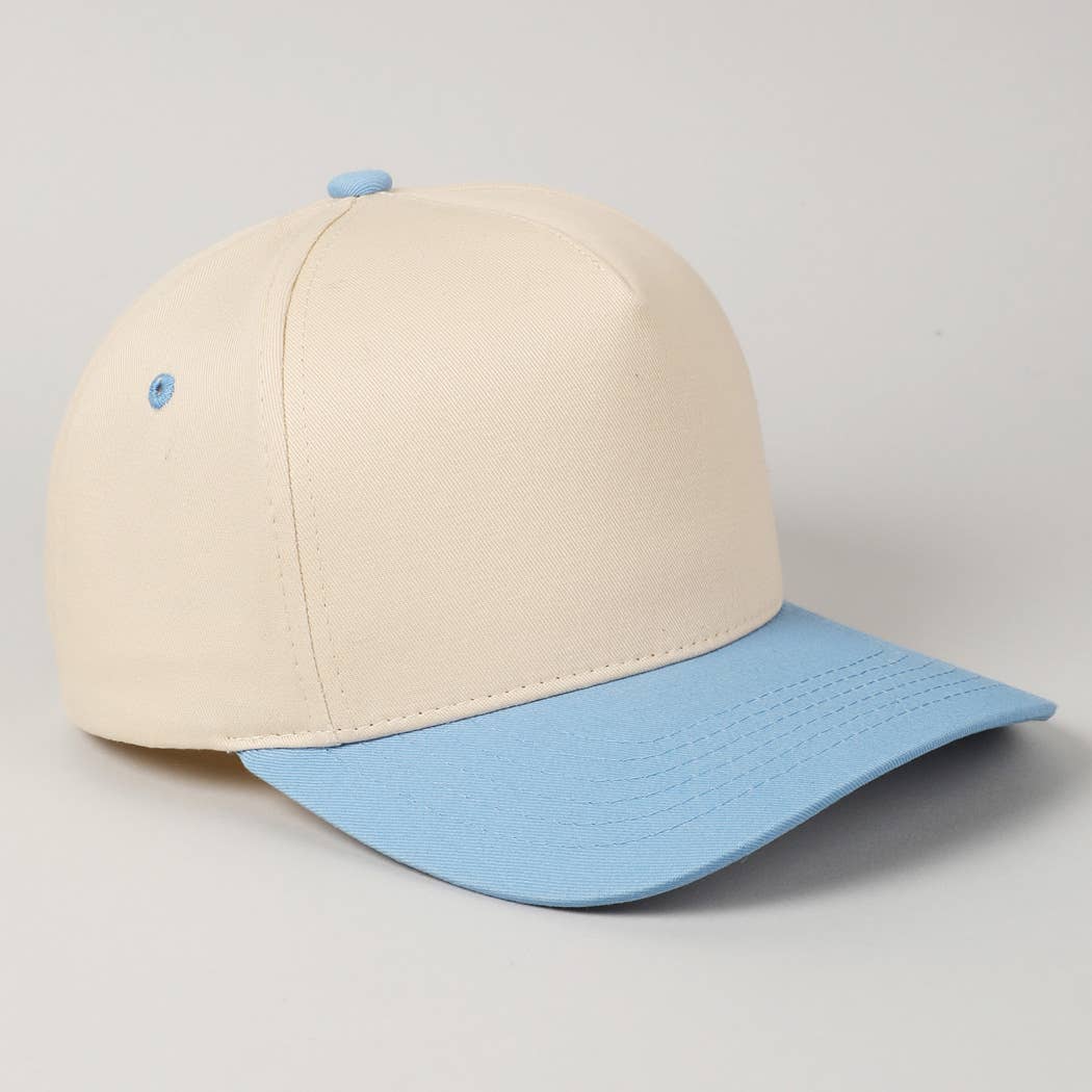 Kids Plain Two Tone Canvas Cotton Baseball Cap : Black / ONE SIZE