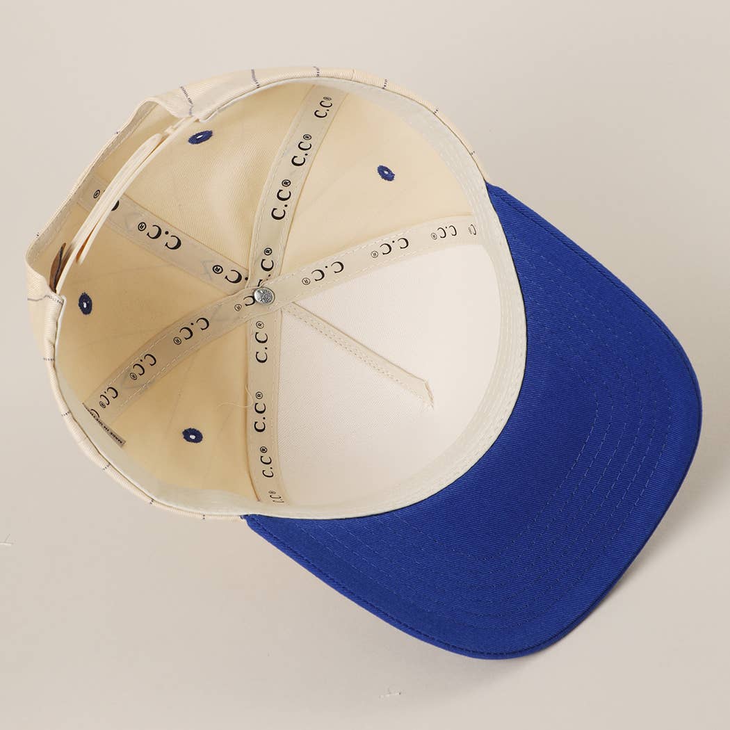 Two-Tone Pinstripe Canvas Trucker Hat: BLK / One Size