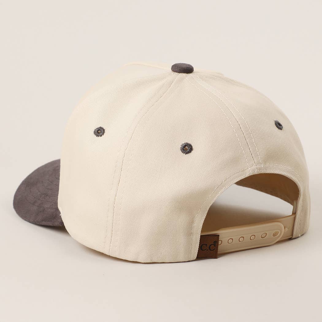 Plain Two Tone Suede Canvas Bill Trucker Hat  : CNM / One SIze
