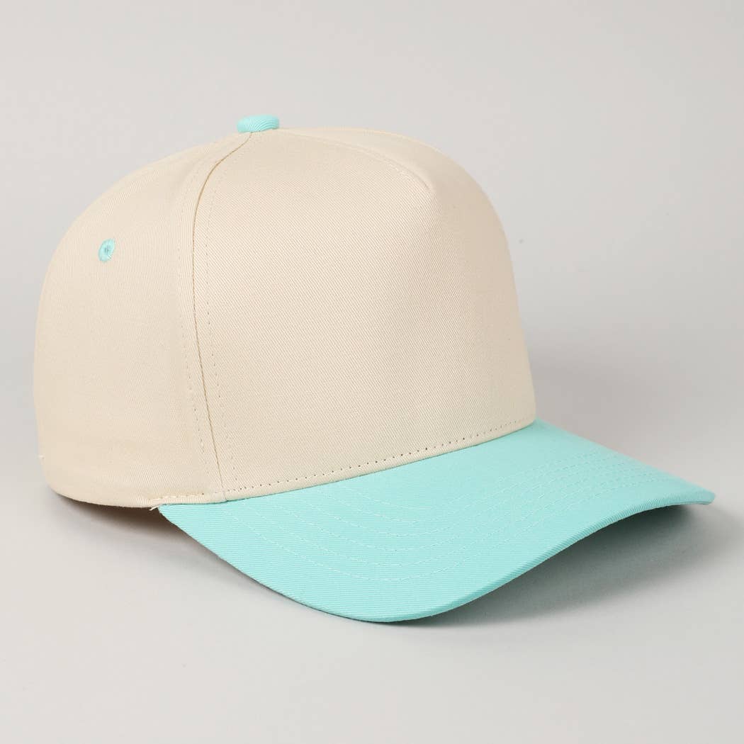 Kids Plain Two Tone Canvas Cotton Baseball Cap : SKY BLUE / ONE SIZE