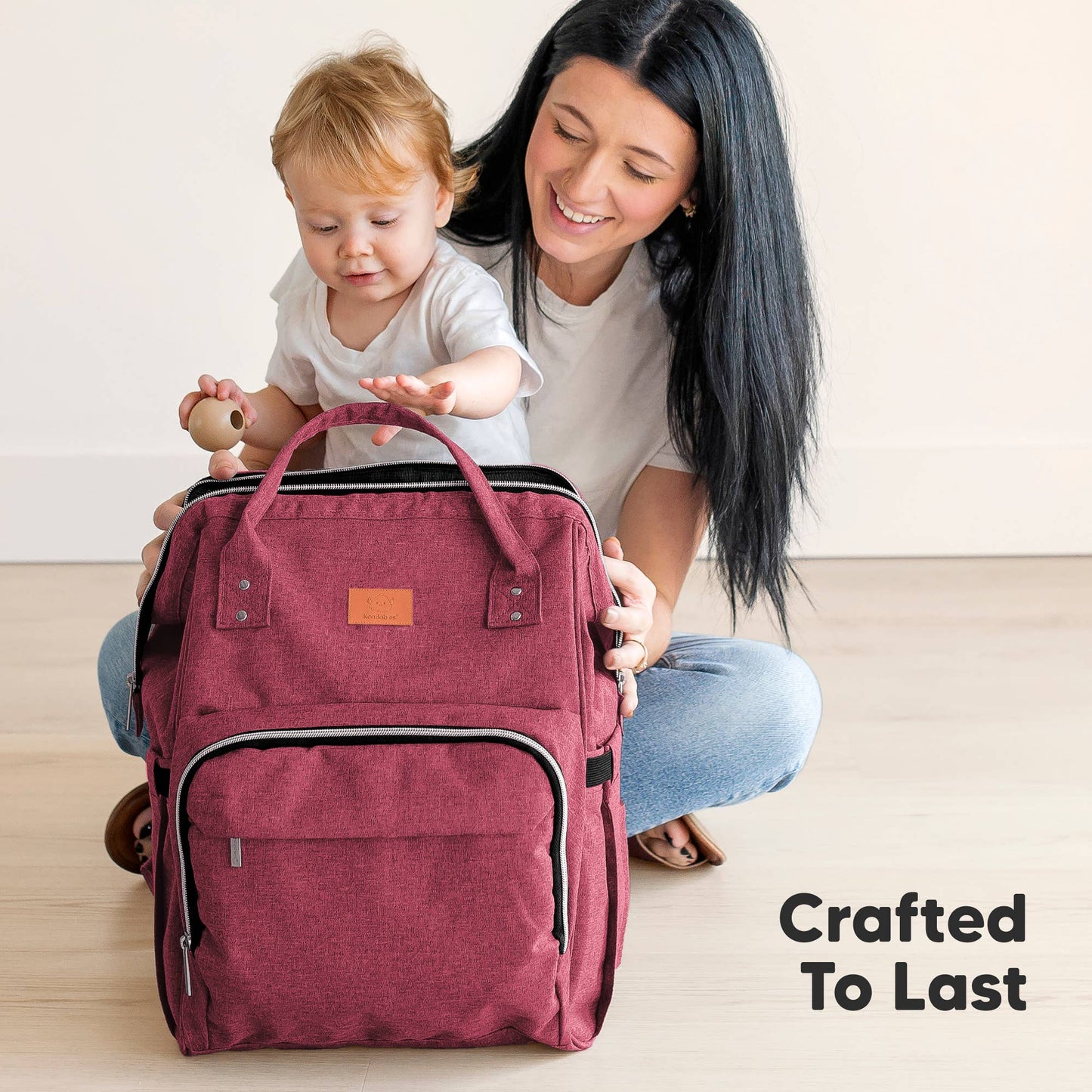 Original Diaper Bag Backpack, Baby Bags with Changing Pad: Rustic Red