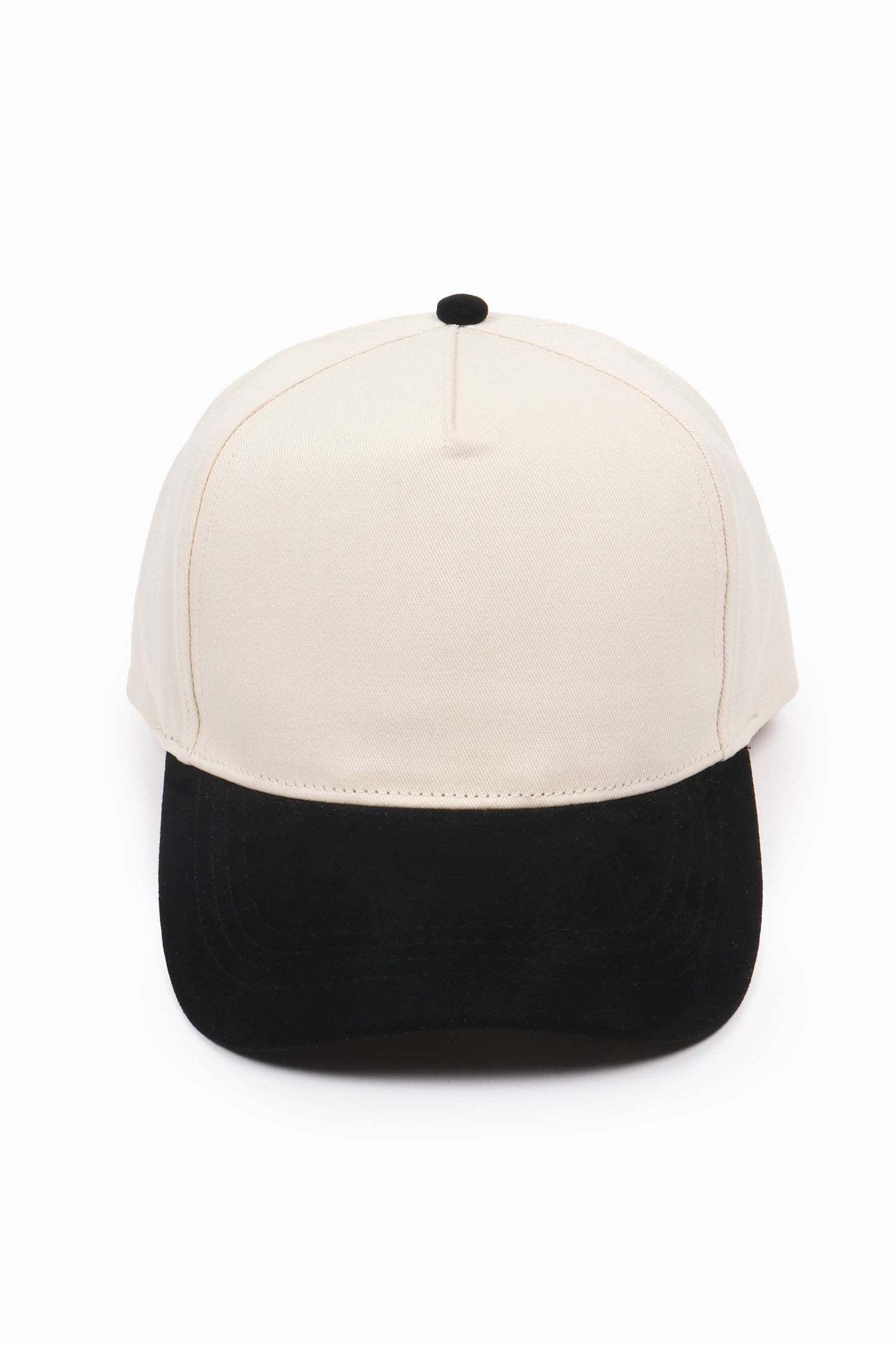 SUEDE BRIM 5 Panel Baseball Cap: Cognac
