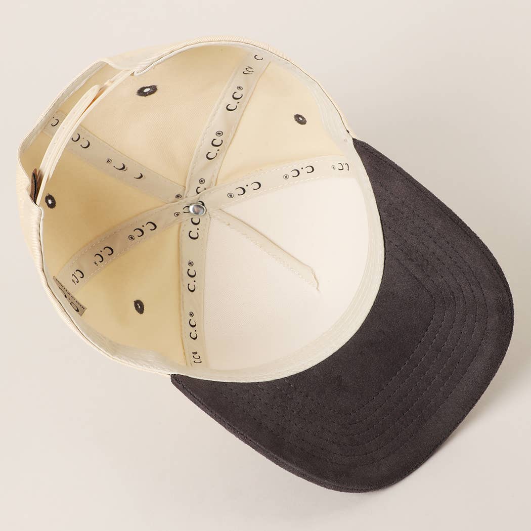 Plain Two Tone Suede Canvas Bill Trucker Hat  : CNM / One SIze