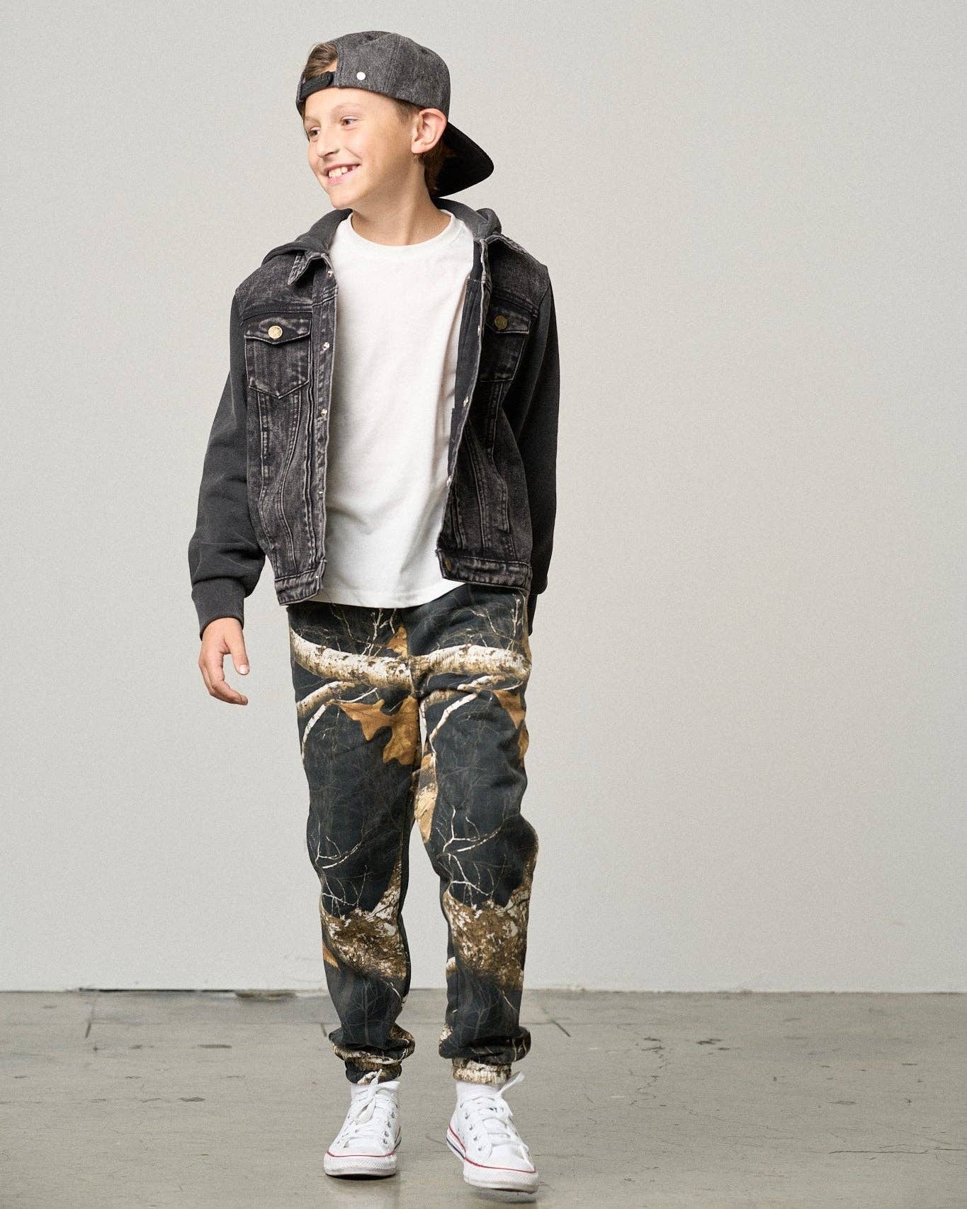 Washed Hooded Denim Jacket - Black: 6-12M