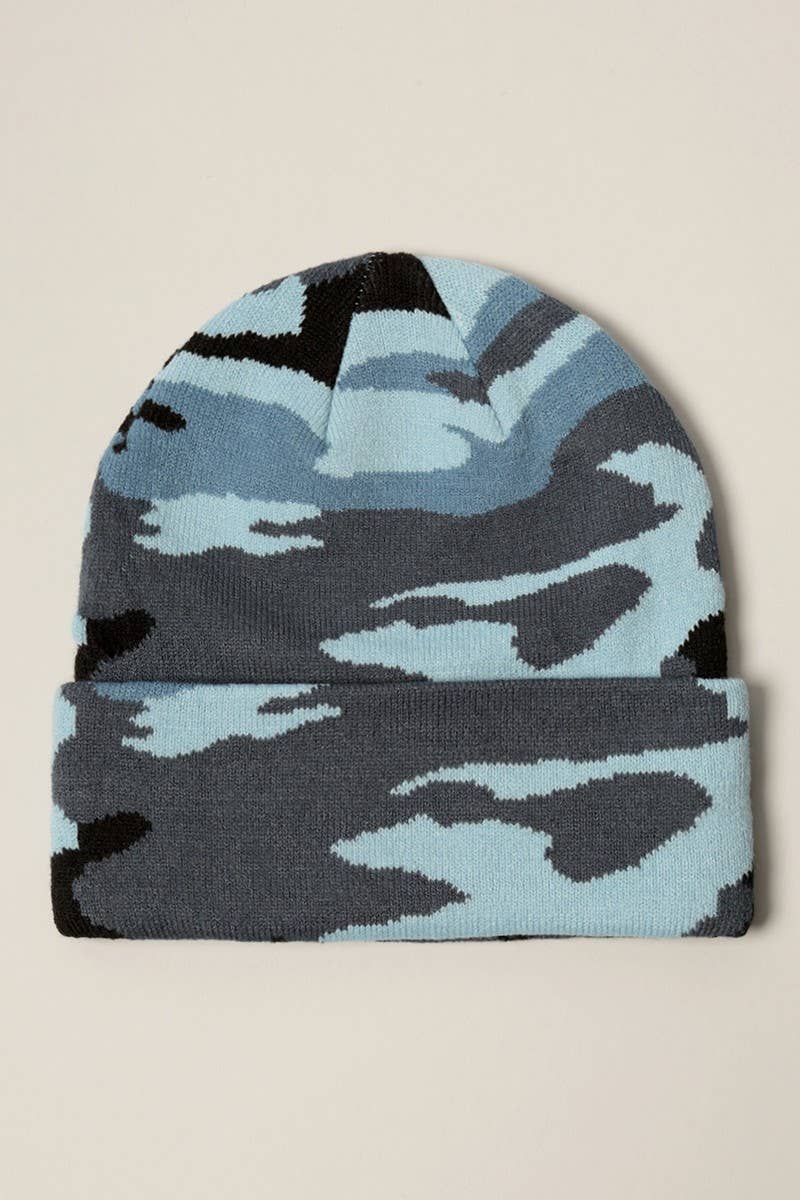Camouflage Patterns Cuff Knitted Beanie Hat: City Camo / One Size