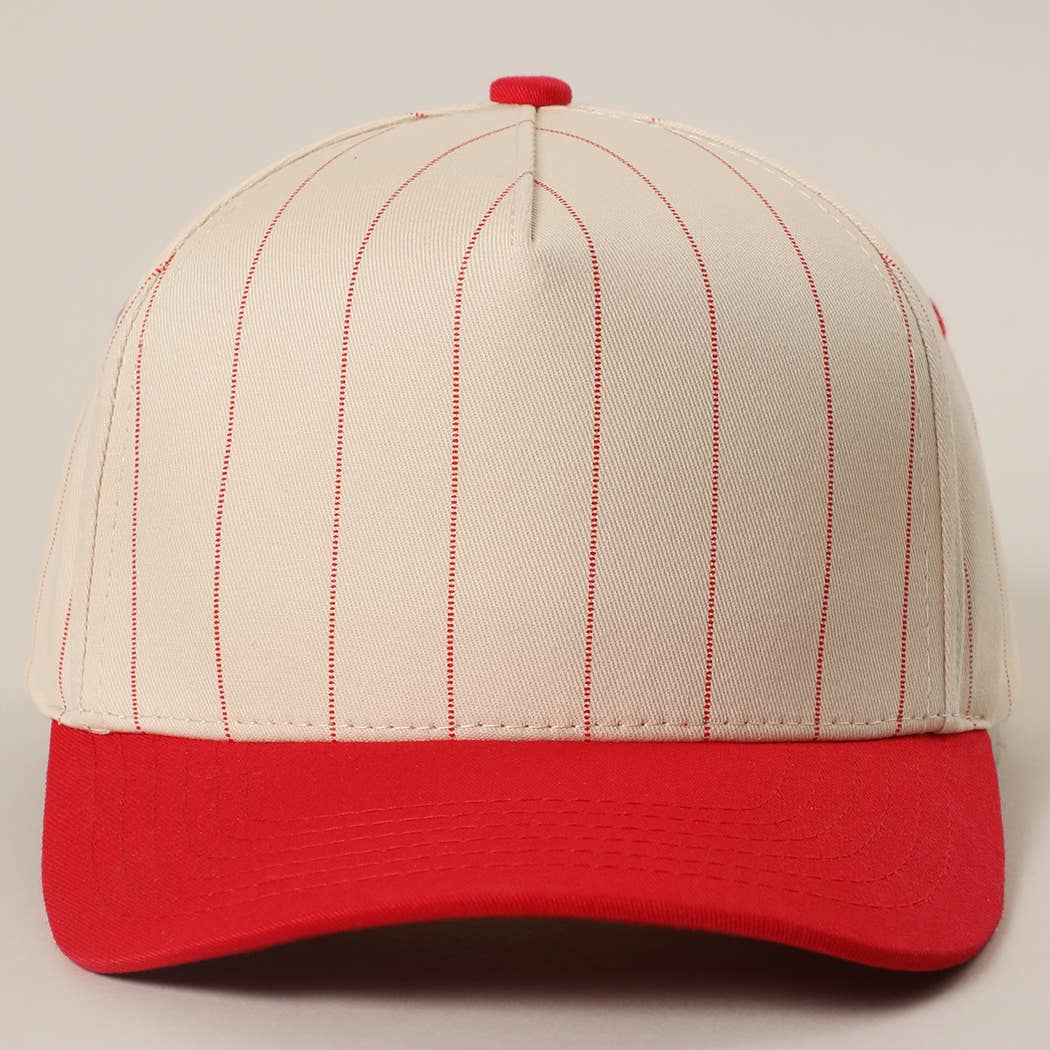 Two-Tone Pinstripe Canvas Trucker Hat: BLK / One Size