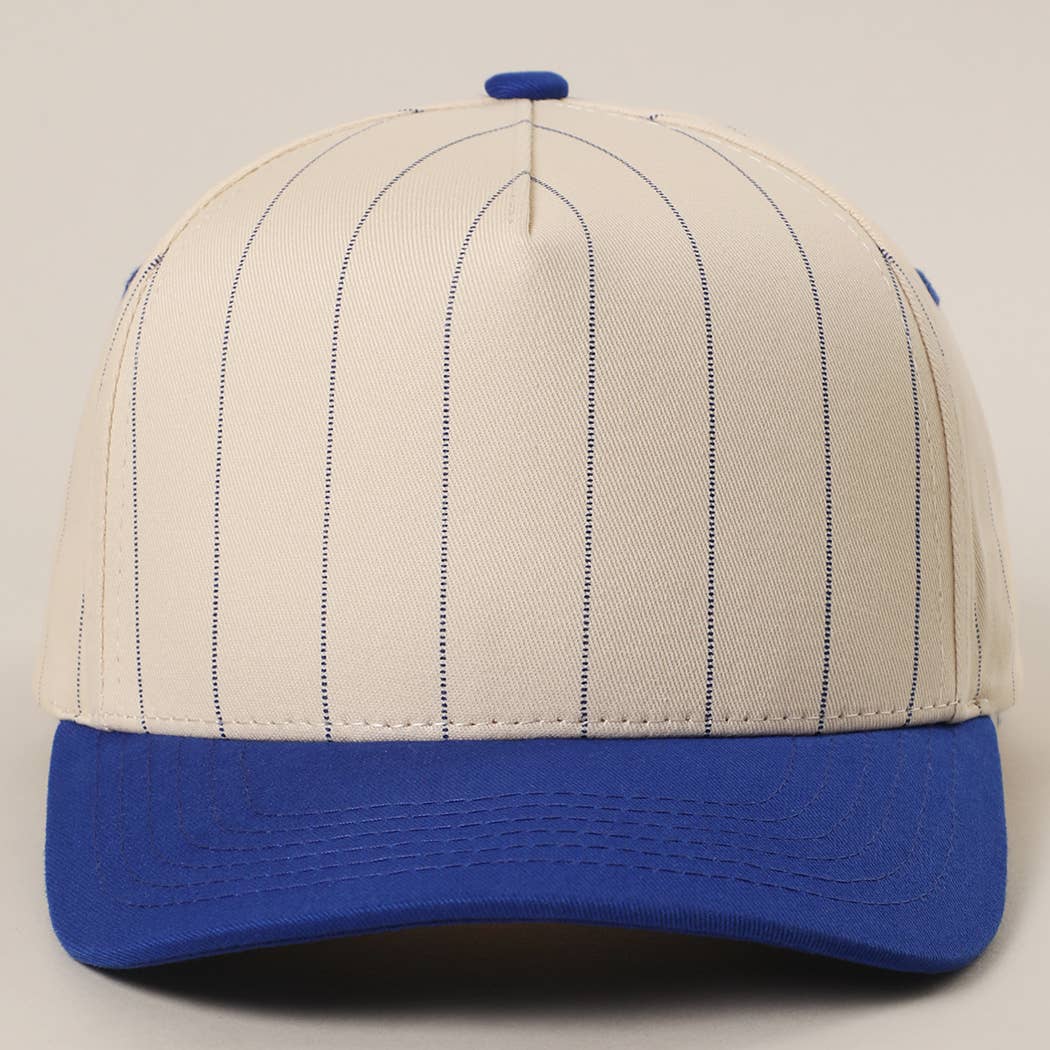 Two-Tone Pinstripe Canvas Trucker Hat: BLK / One Size