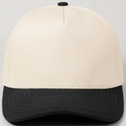 Kids Plain Two Tone Canvas Cotton Baseball Cap : Black / ONE SIZE