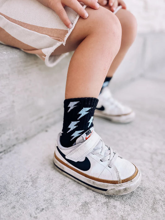 Black and white bolt socks