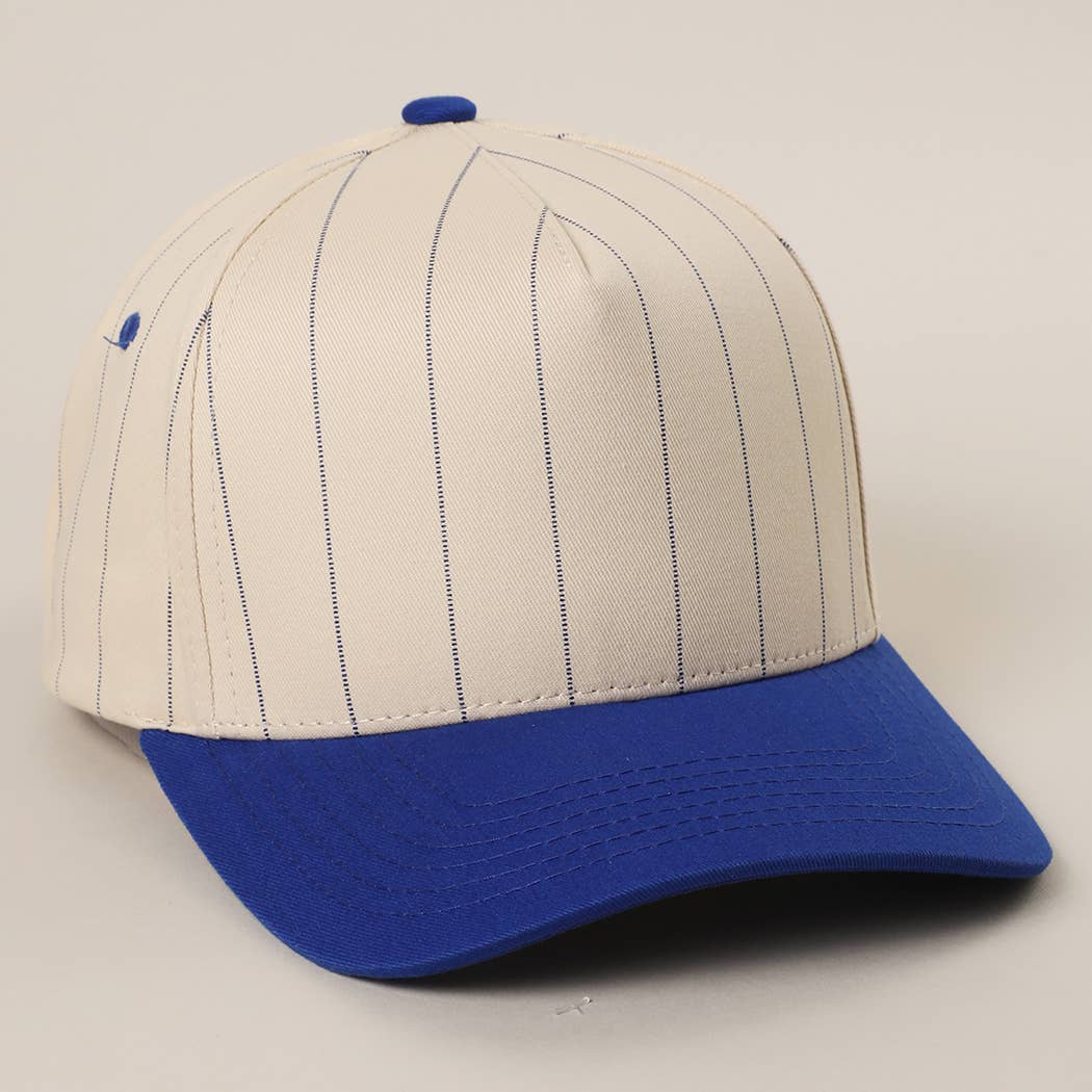 Two-Tone Pinstripe Canvas Trucker Hat: BLK / One Size