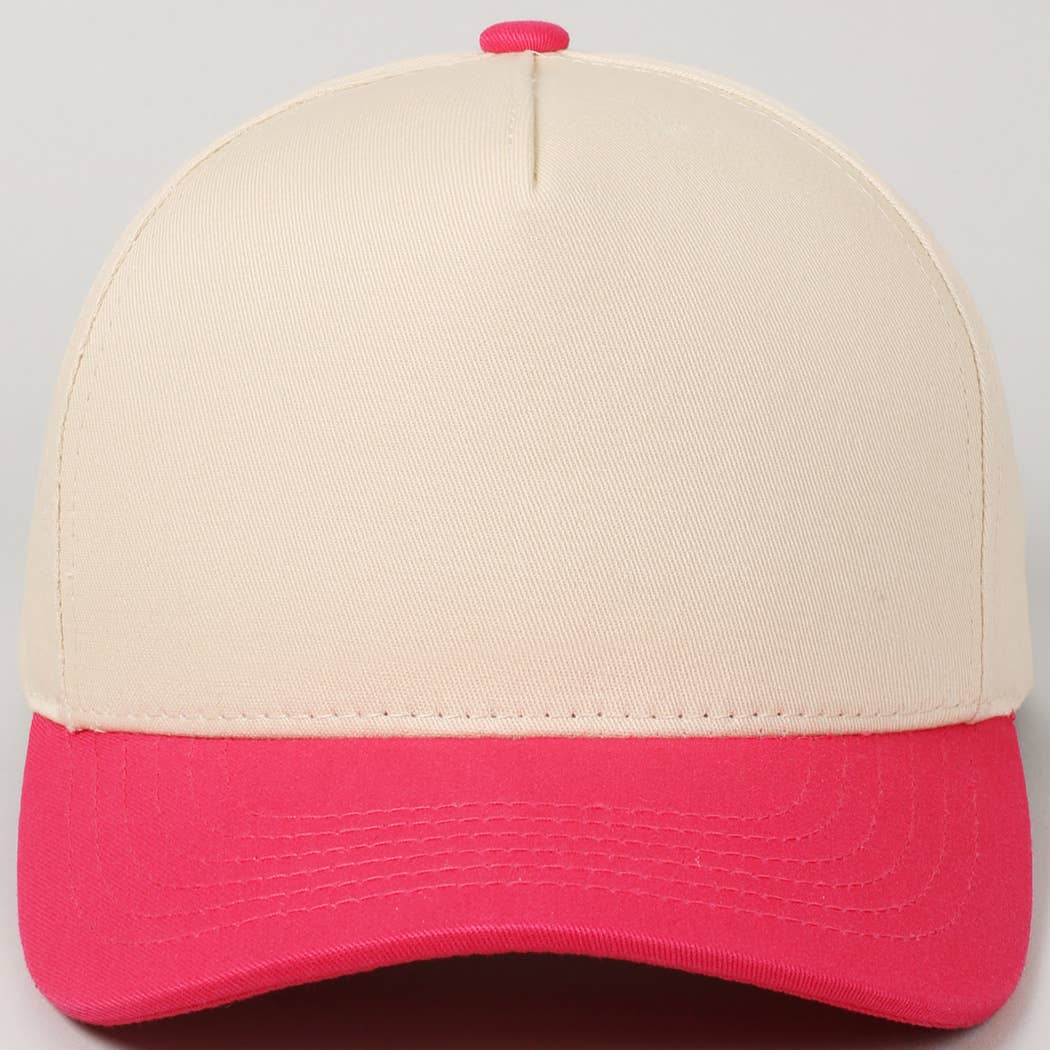 Kids Plain Two Tone Canvas Cotton Baseball Cap : Black / ONE SIZE