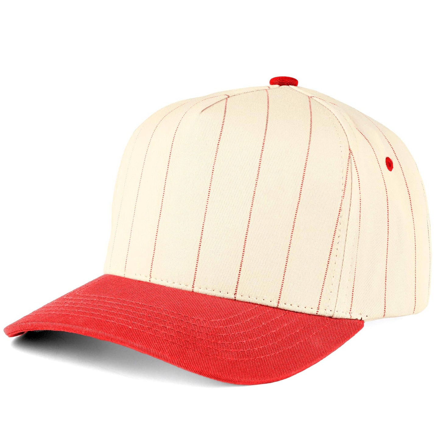 Two Tone Vintage Snapback Hat - Pinstripe - Red/Beige