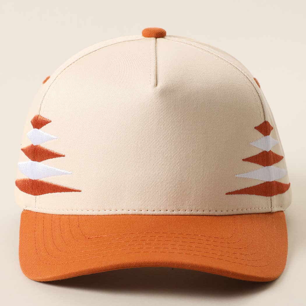 Two-Tone Diamond Cut Embroidered Trucker Hat: ORANGE/WHITE / ONE SIZE