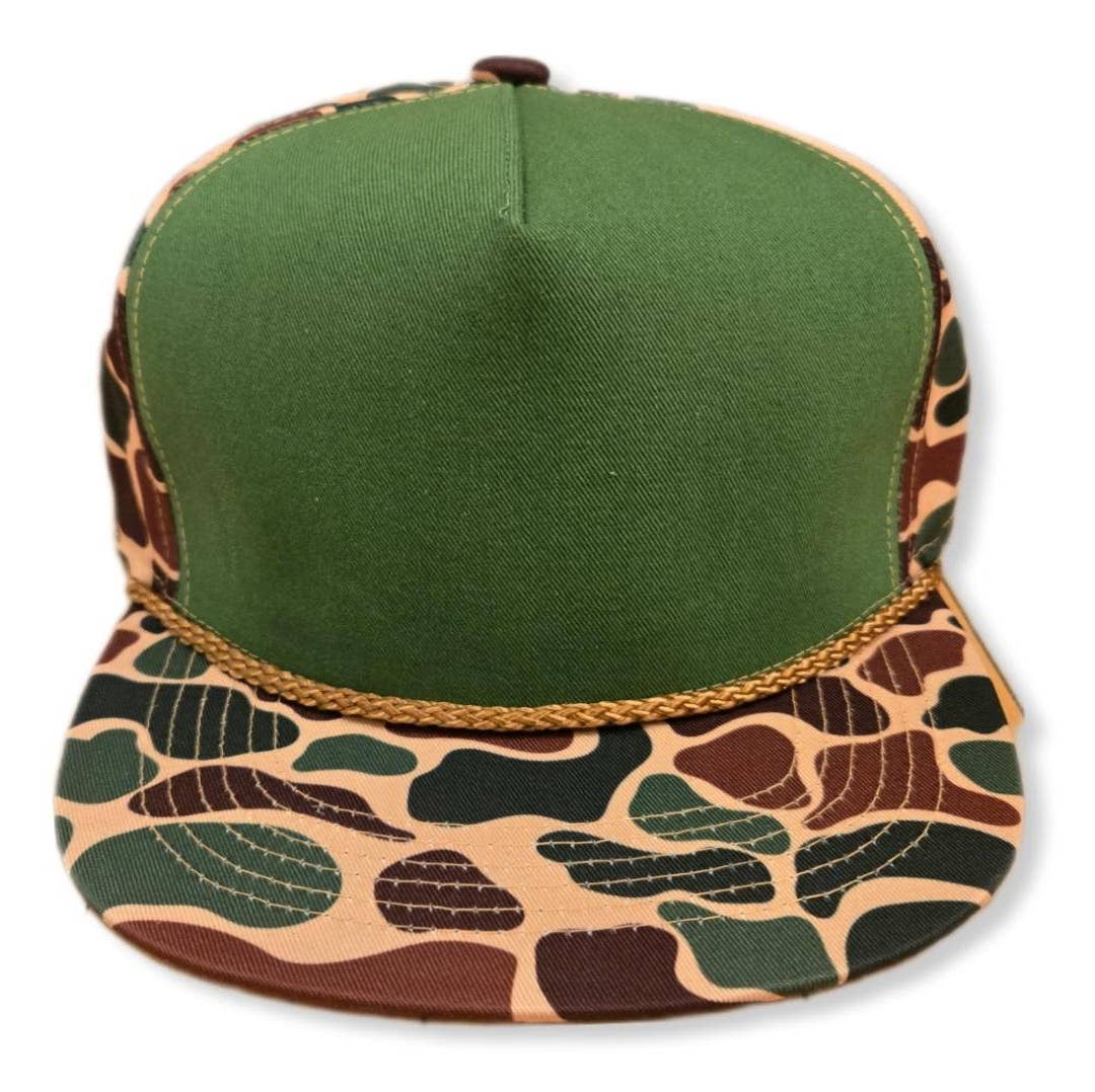 Old School Camo Rope Snapback Hat : Orange