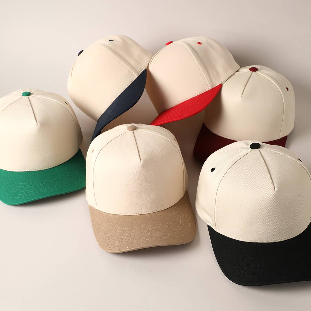 Plain Two-Tone Canvas Cotton Trucker Hat: HOT PINK / ONE SIZE