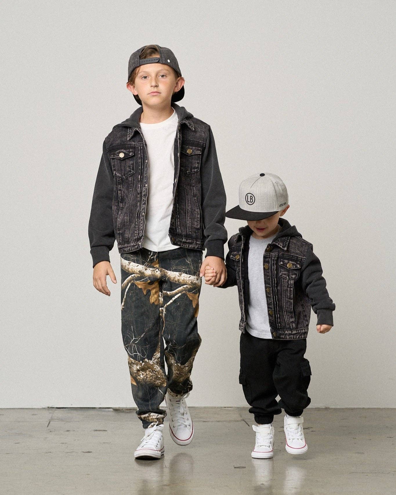 Washed Hooded Denim Jacket - Black: 6-12M