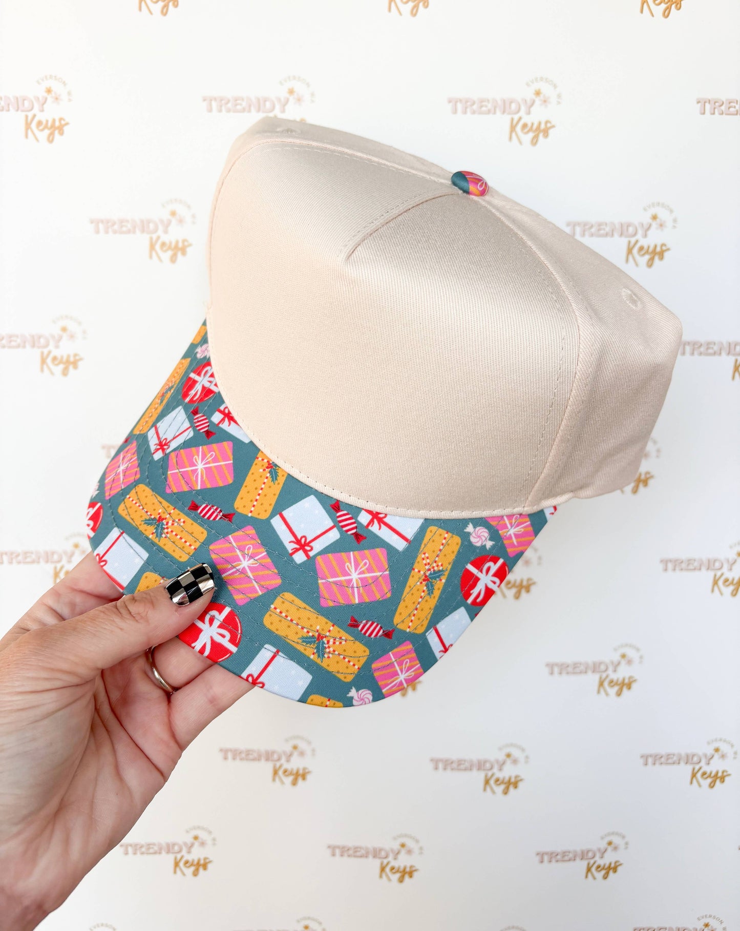 Canvas Front Ball Cap - TK Original Designs: Tan w/ Aztec Stripes Pattern
