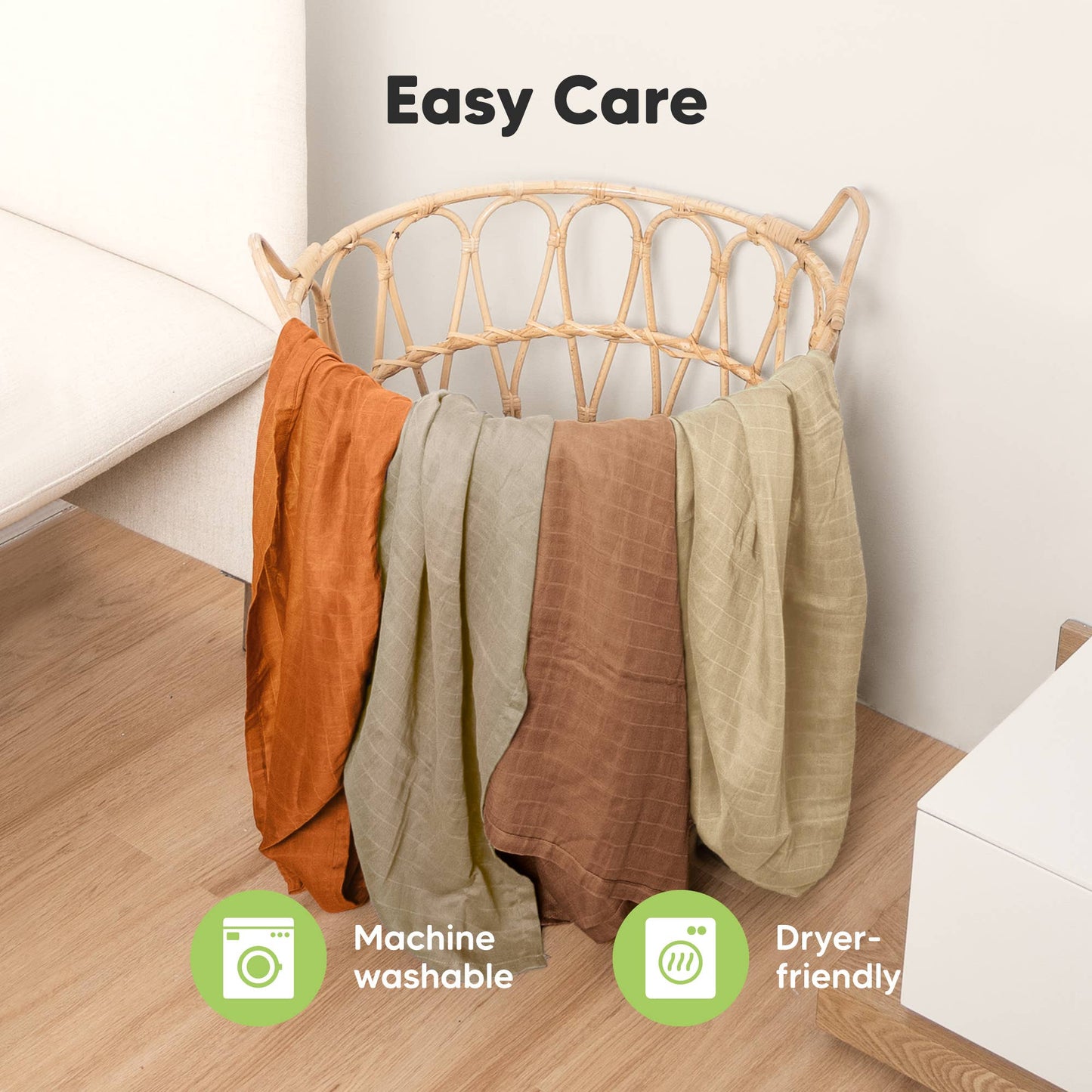 KeaBabies Lumi Muslin Swaddle Blankets: Spice