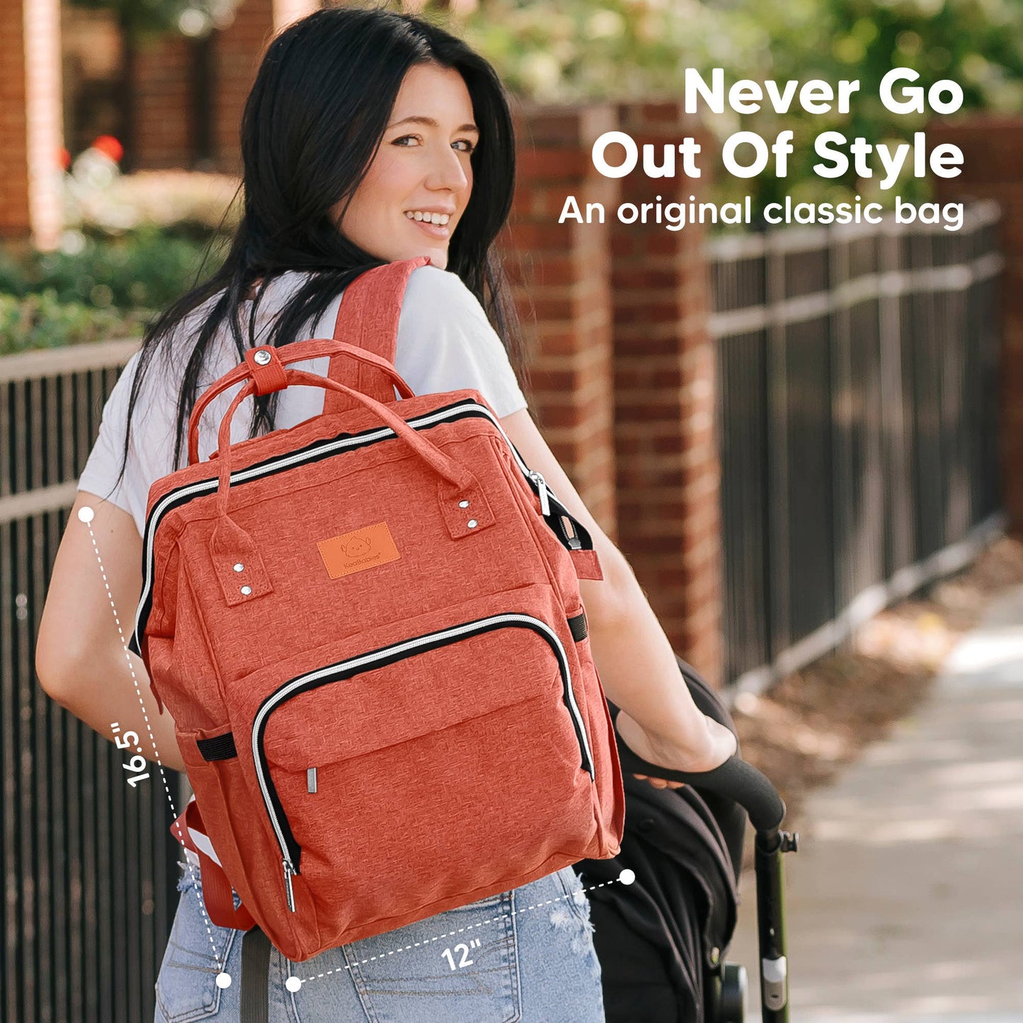 Original Diaper Bag Backpack, Baby Bags with Changing Pad: Rustic Red