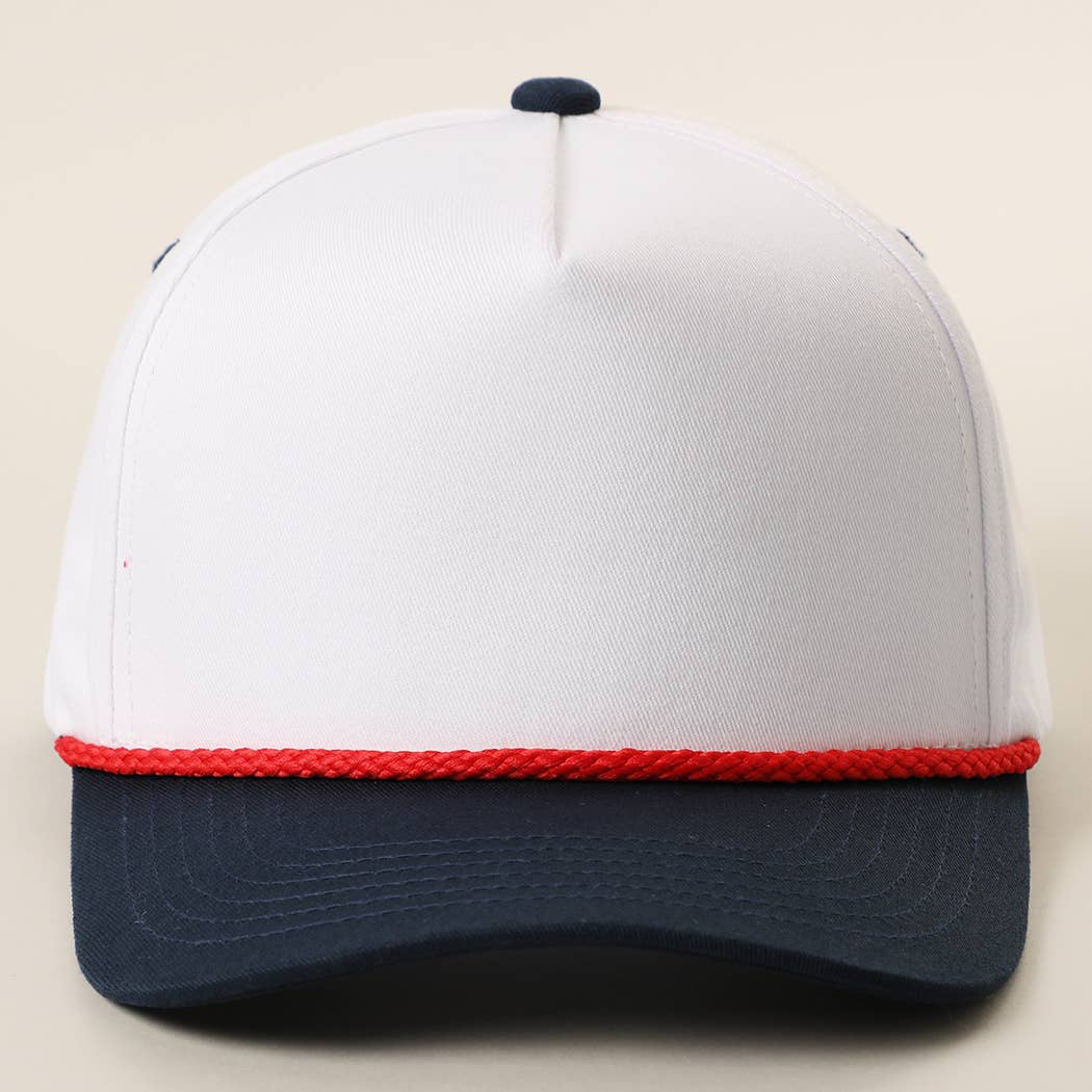 Plain Two Tone Rope Trucker Hat: USA / ONE SIZE
