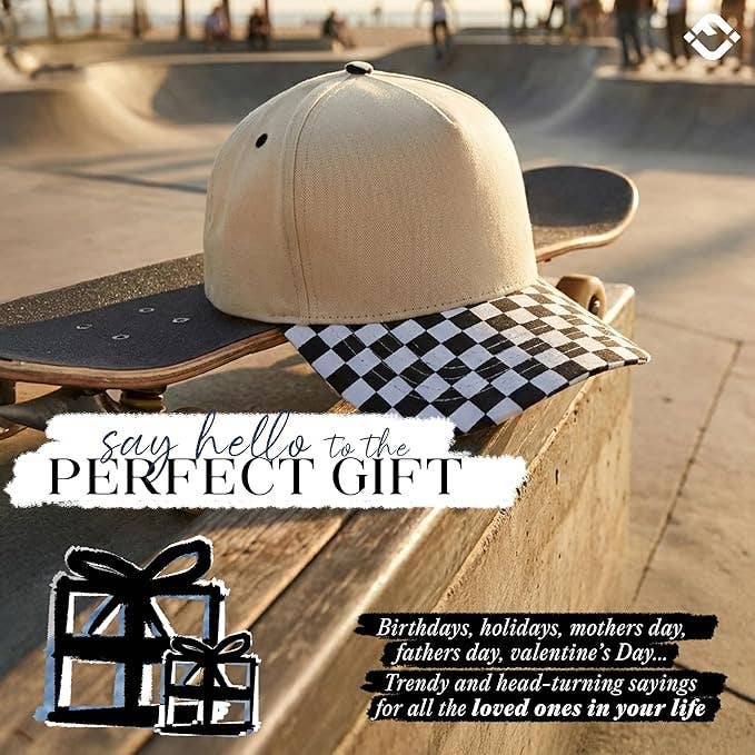 Two Tone Vintage Snapback Hat - Black Checker/Beige