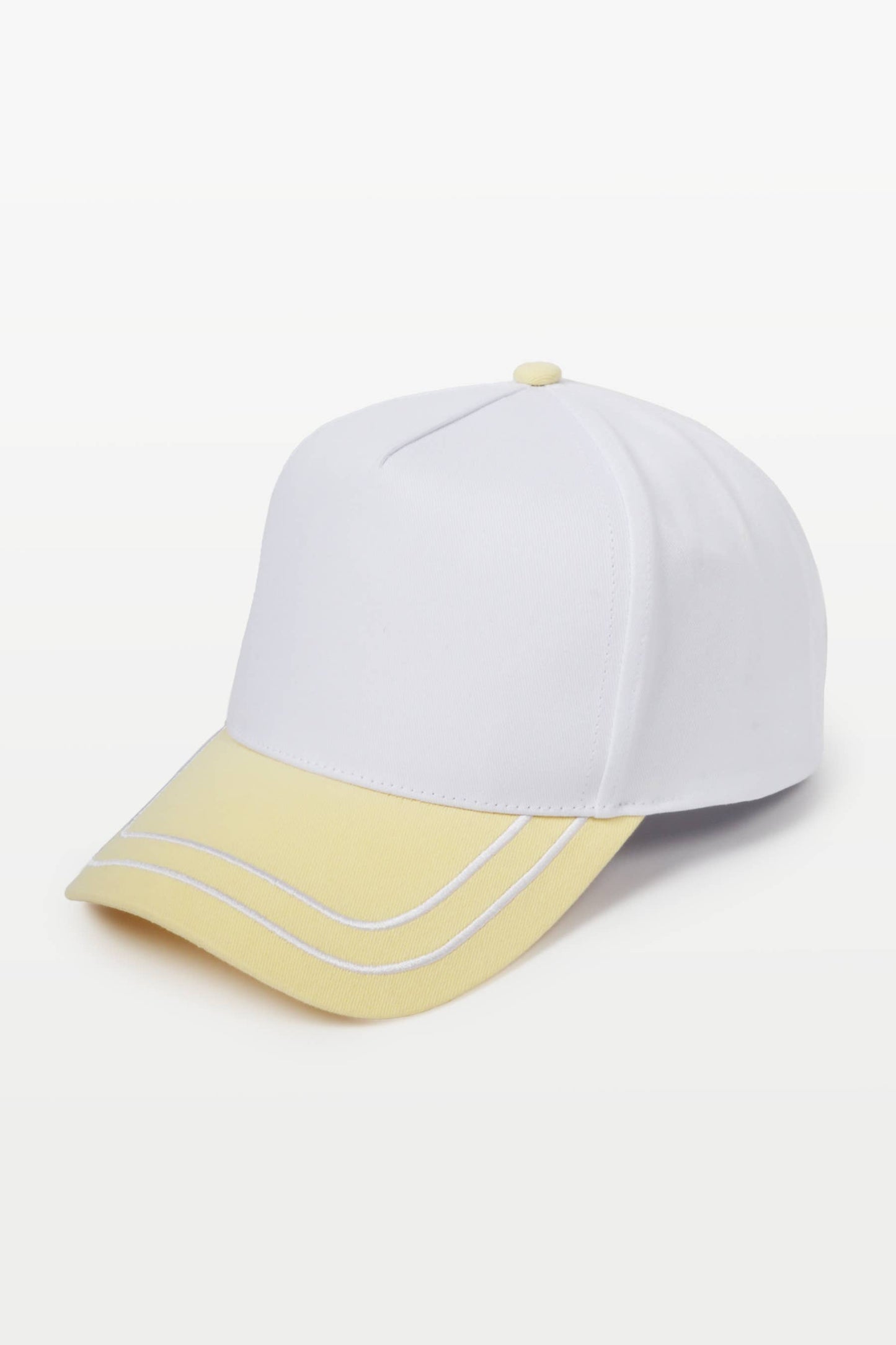 Retro Stripe Brim Two Tone 5-Panel Cap: Blue