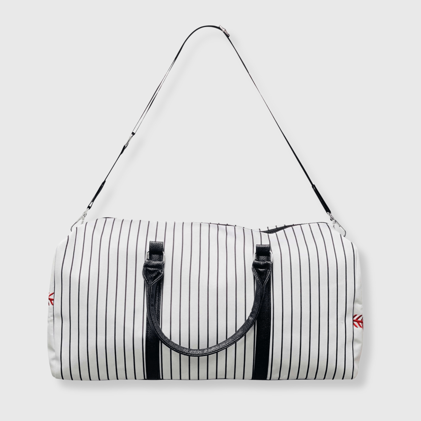 Baseball White Black Duffel Bag