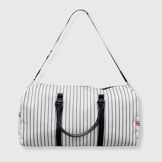 Baseball White Black Duffel Bag