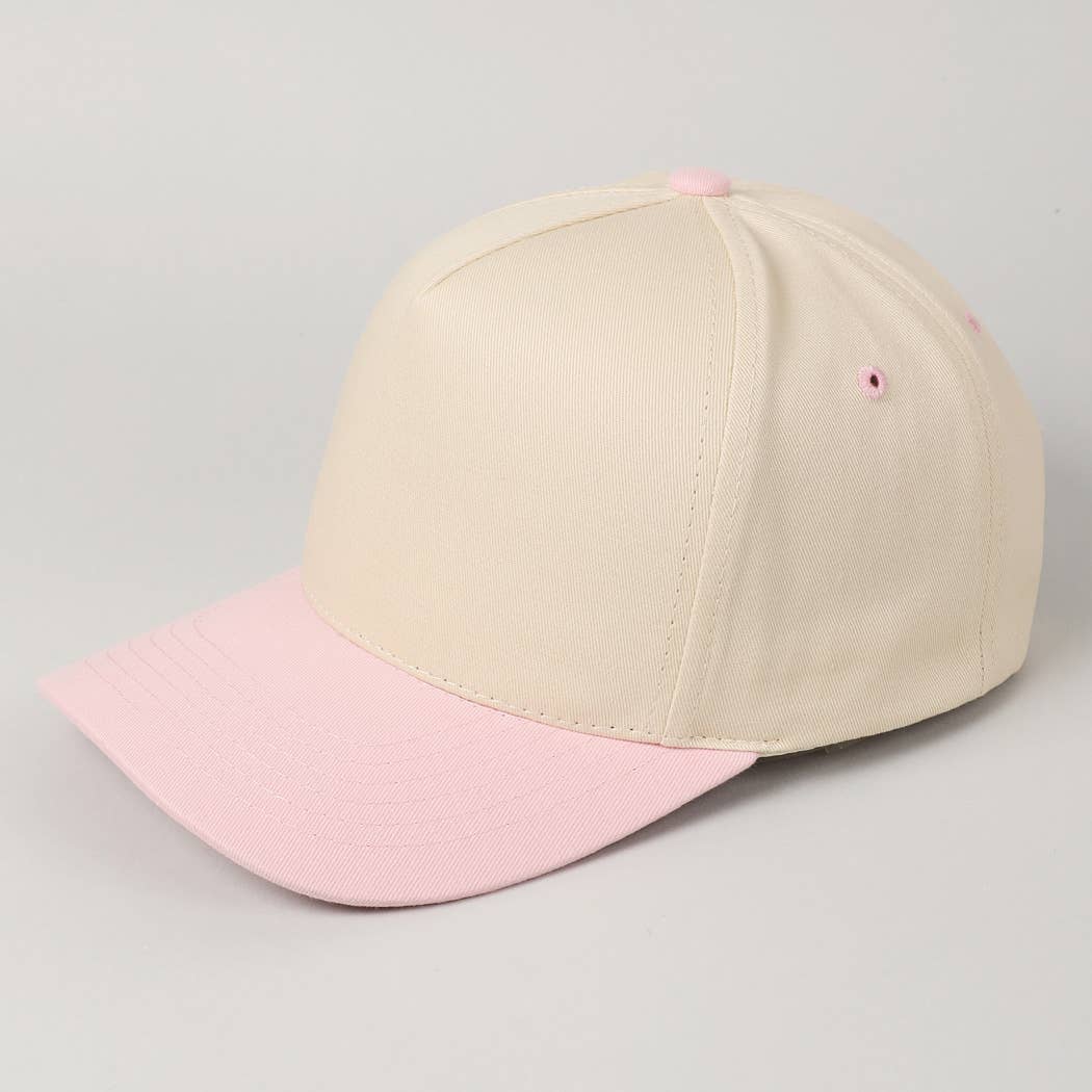 Kids Plain Two Tone Canvas Cotton Baseball Cap : Black / ONE SIZE