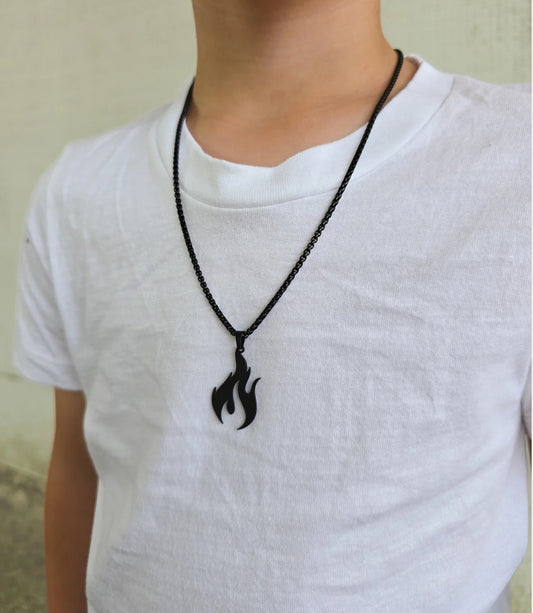 Flame stainless steel necklace