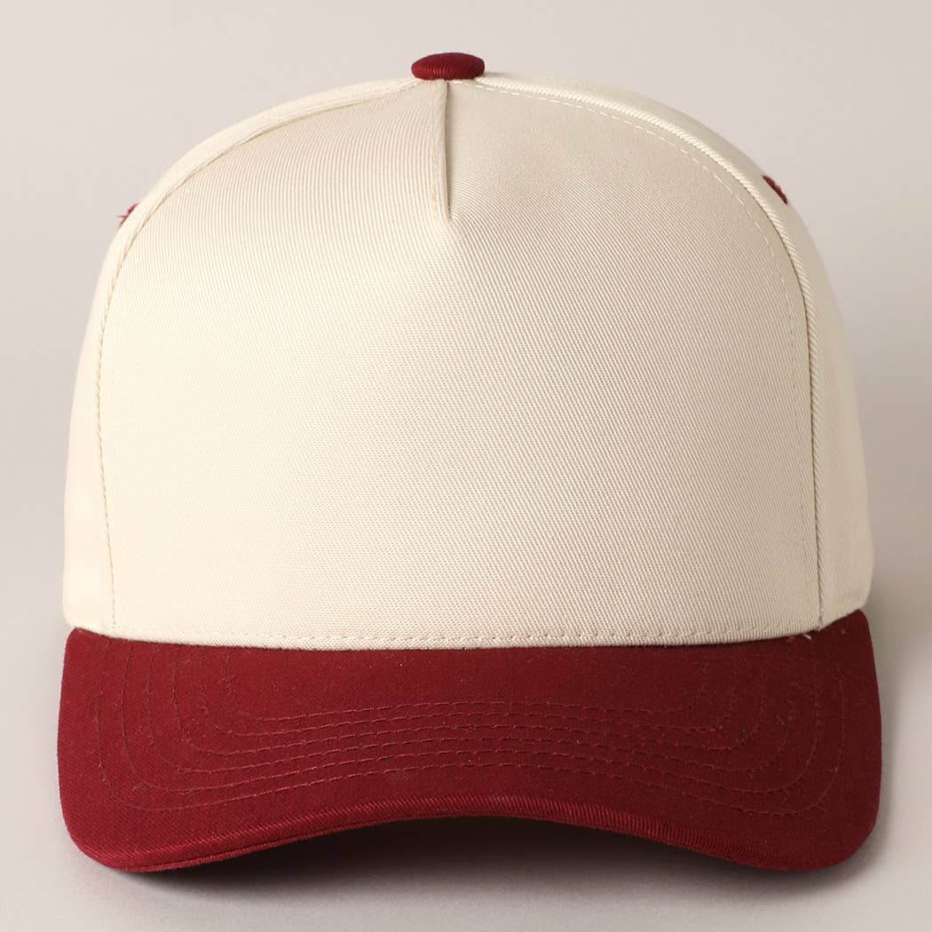 Plain Two-Tone Canvas Cotton Trucker Hat: HOT PINK / ONE SIZE