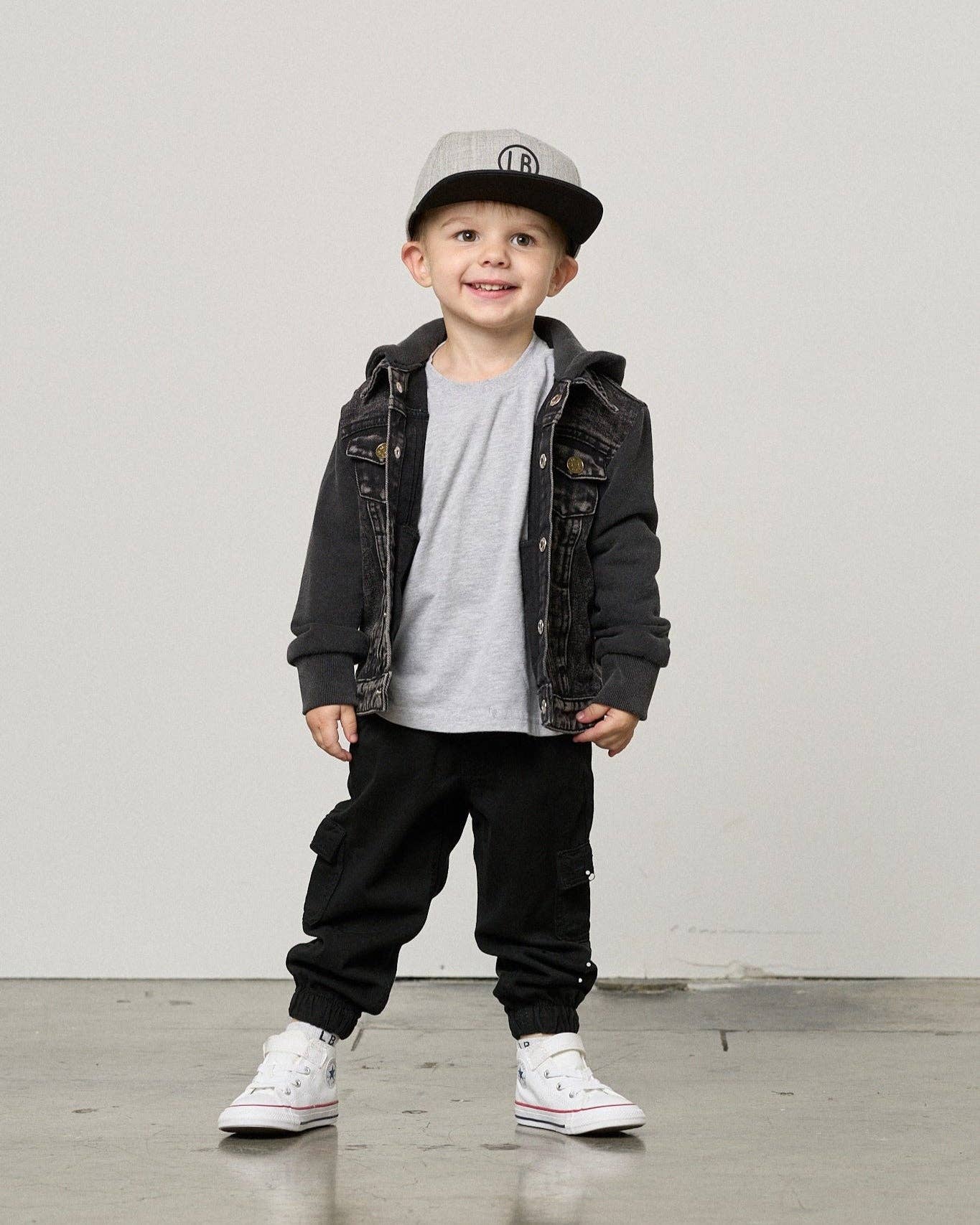 Washed Hooded Denim Jacket - Black: 6-12M