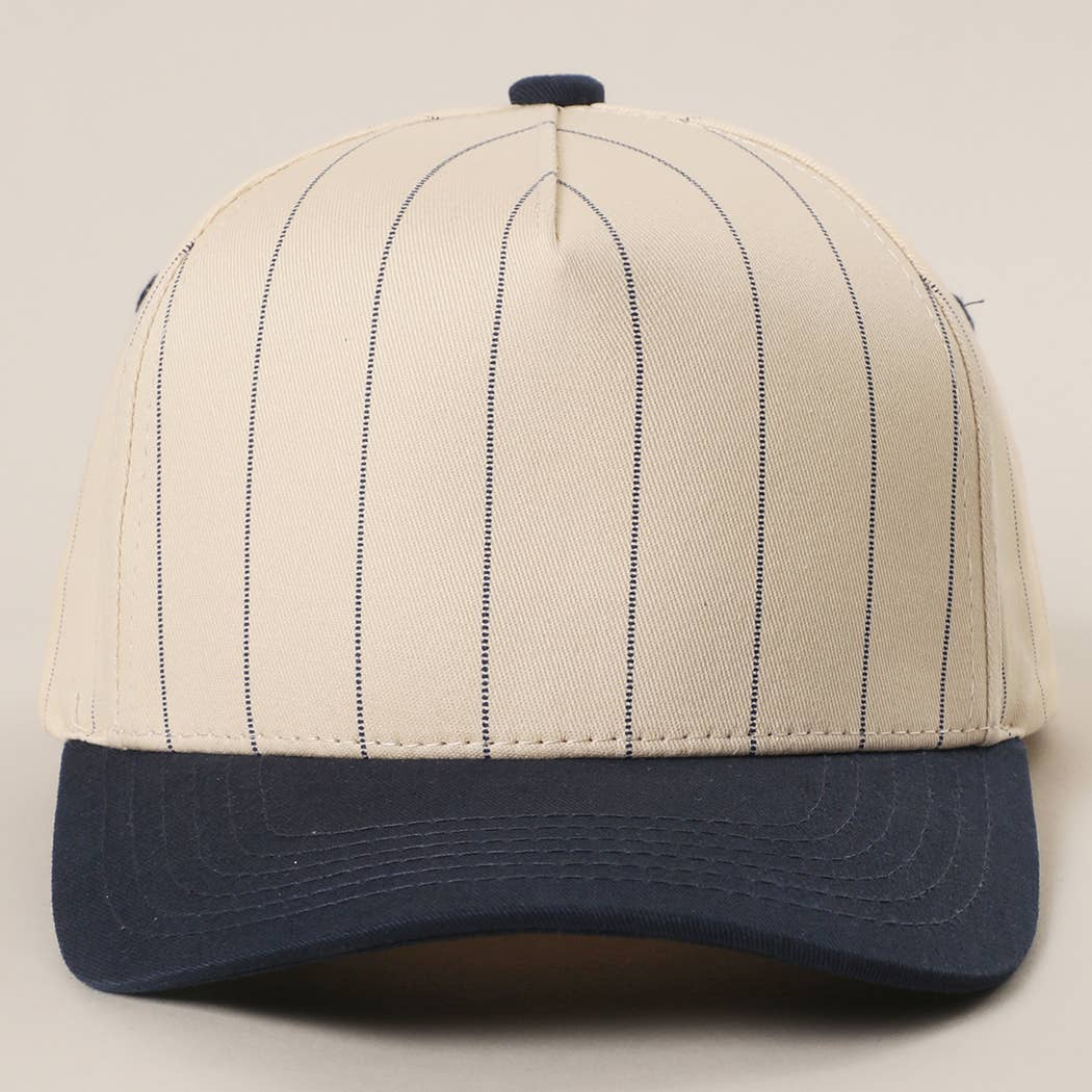 Two-Tone Pinstripe Canvas Trucker Hat: BLK / One Size