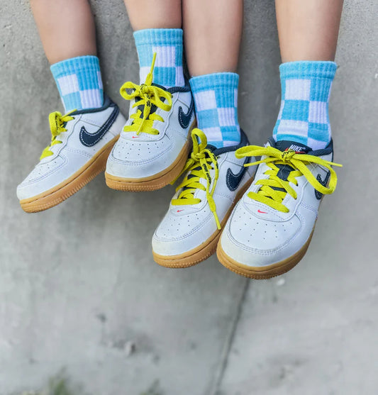 Blue check socks
