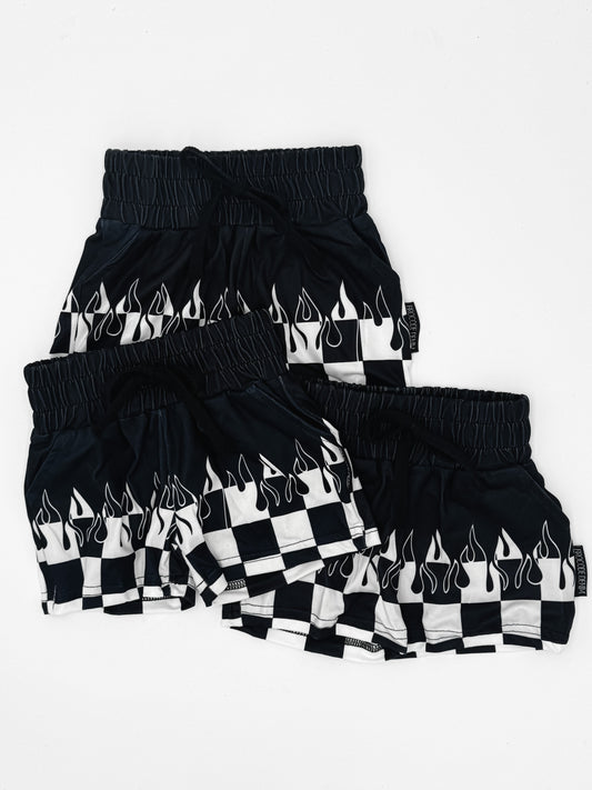 Checkered flame shorts