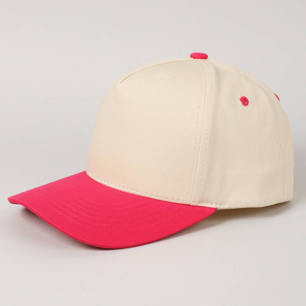 Kids Plain Two Tone Canvas Cotton Baseball Cap : SKY BLUE / ONE SIZE