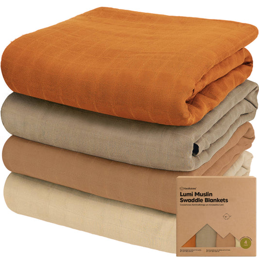 KeaBabies Lumi Muslin Swaddle Blankets: Spice