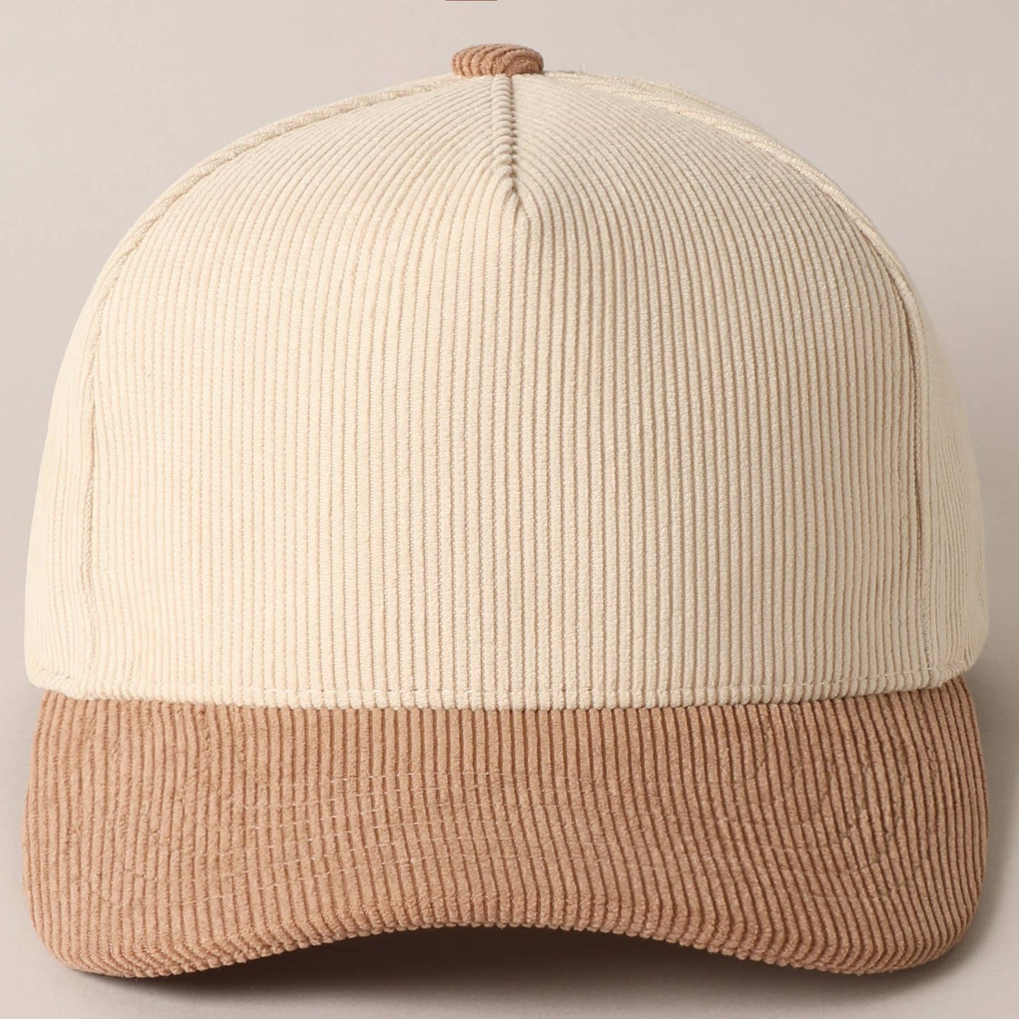 Plain Two Tone Corduroy 5 Panel Trucker Hat: BLACK / ONE SIZE