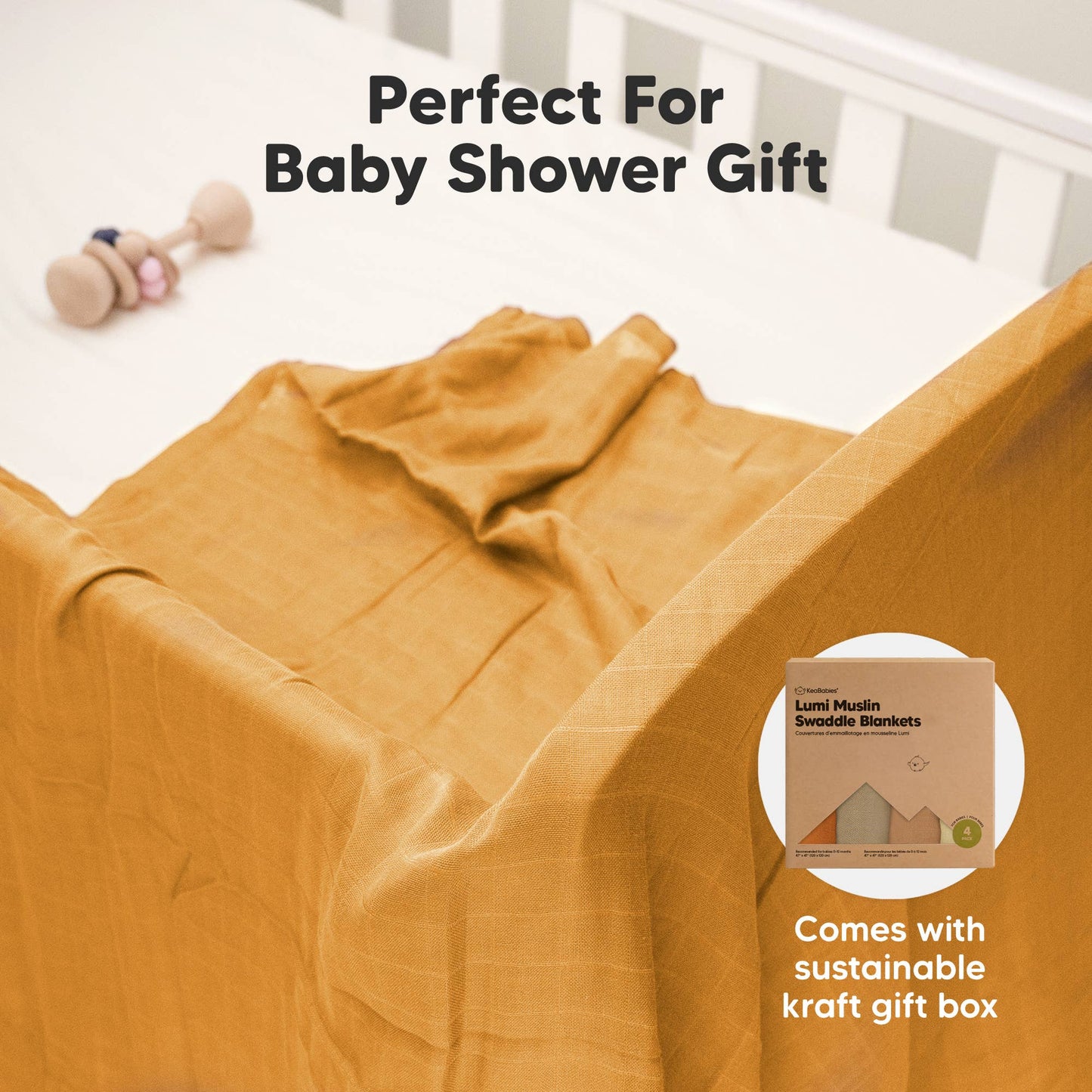 KeaBabies Lumi Muslin Swaddle Blankets: Spice