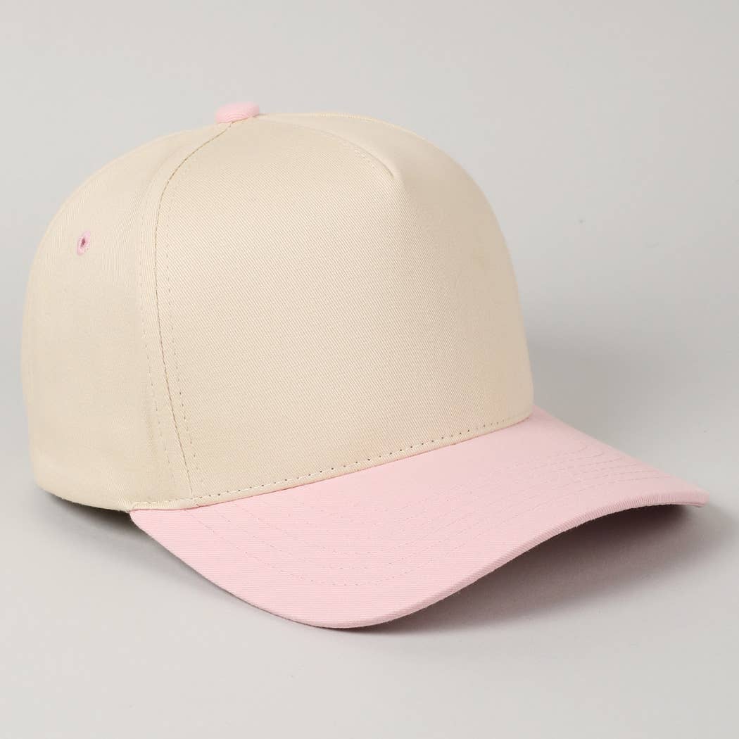 Kids Plain Two Tone Canvas Cotton Baseball Cap : Black / ONE SIZE