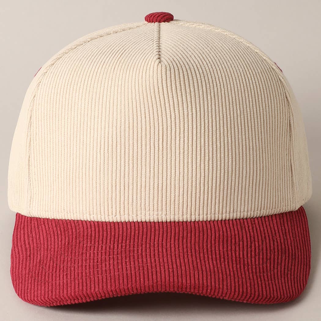 Plain Two Tone Corduroy 5 Panel Trucker Hat: BLACK / ONE SIZE