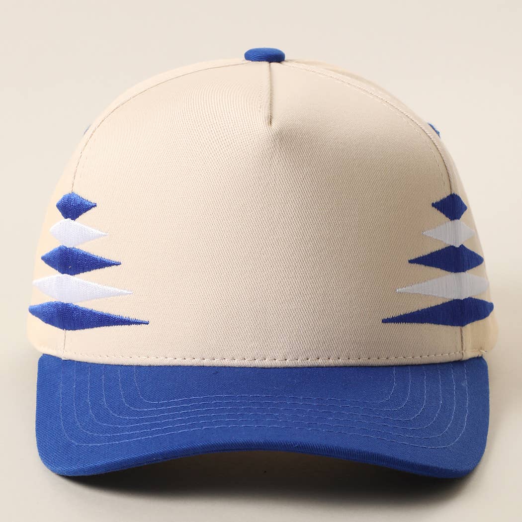 Two-Tone Diamond Cut Embroidered Trucker Hat: ORANGE/WHITE / ONE SIZE