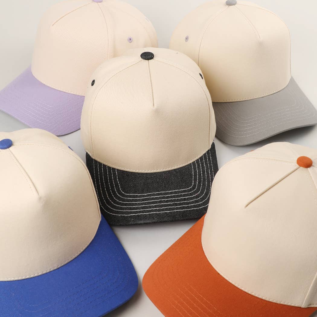 Plain Two-Tone Canvas Cotton Trucker Hat: HOT PINK / ONE SIZE