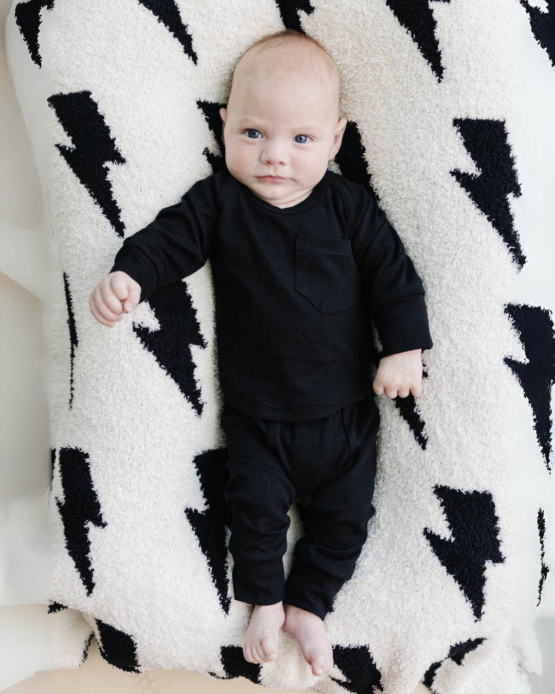 Lightning Bolt Baby Blanket | Black