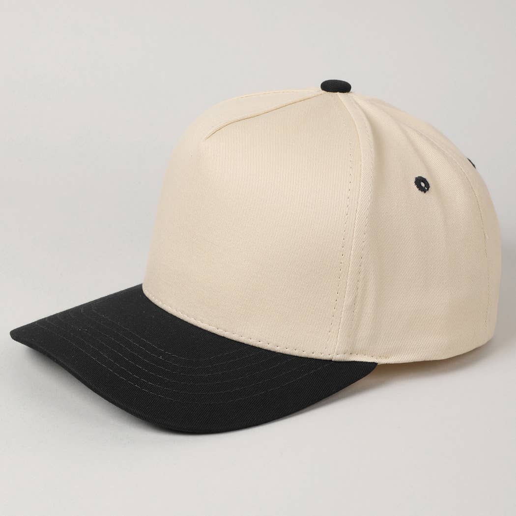 Kids Plain Two Tone Canvas Cotton Baseball Cap : SKY BLUE / ONE SIZE