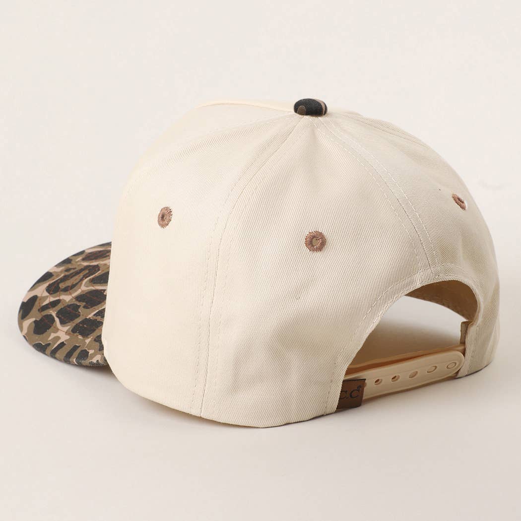 Two Tone Leopard Printed Canvas Trucker Hat: LEOPARD / One Size