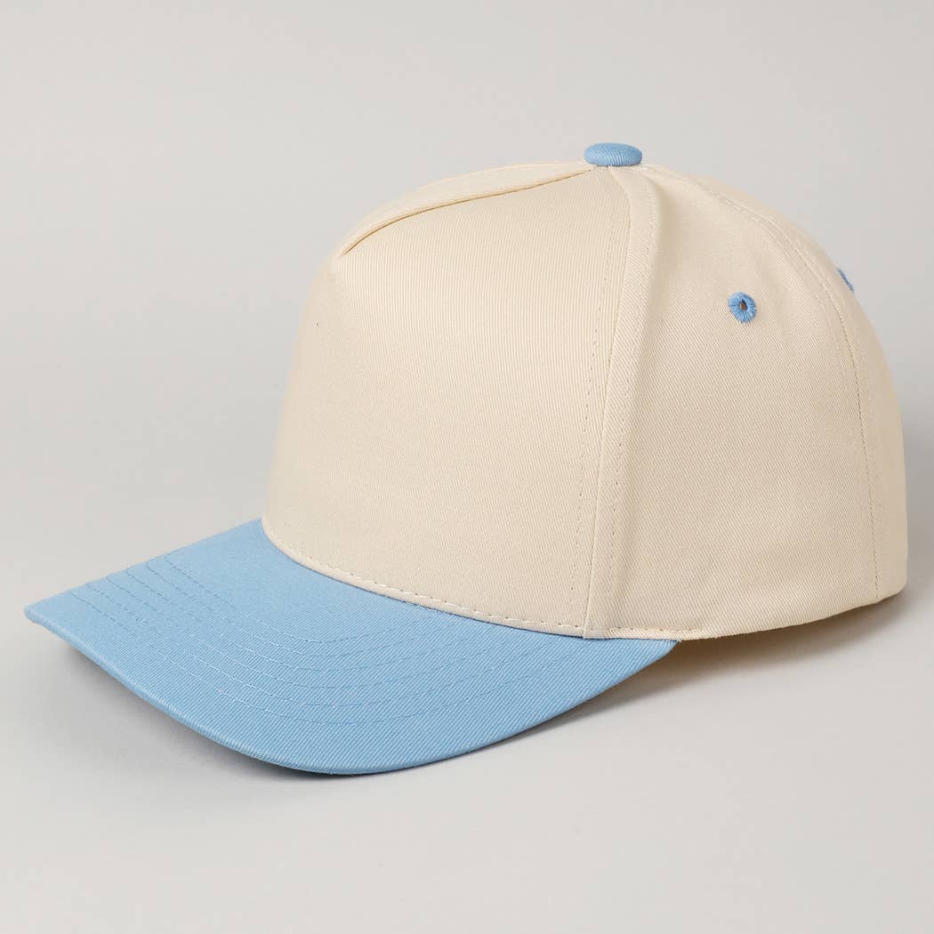 Kids Plain Two Tone Canvas Cotton Baseball Cap : Black / ONE SIZE